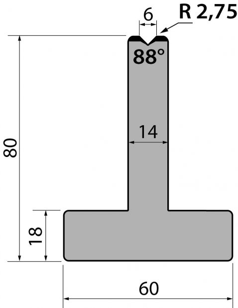 Т-образные и 1-ручьевые матрицы TR80.06.88 для гибки